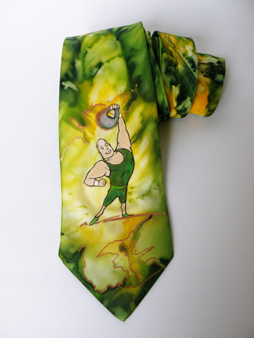 Расписный шелковый галстук гиревик
